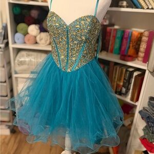 Homecoming Dress Teal Turquoise Blue Sparkle